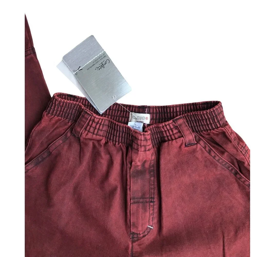 Cargo Pants Boys   Burgundy  4 Pockets Elastic Wa  Cotton  Size 10 New with Tags